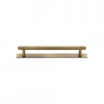 M Marcus Heritage Brass Stepped Design Cabinet Pull with Plate 96mm Centre to Centre